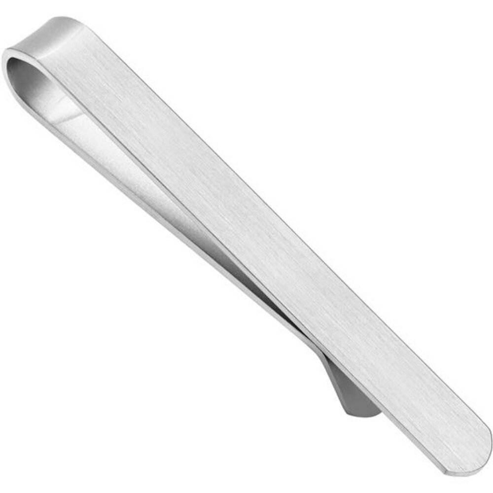 Mens Silver Tie Clip Set 2.2 2.5 Inch Tie Bar Gift Box Formal Wedding Suit
